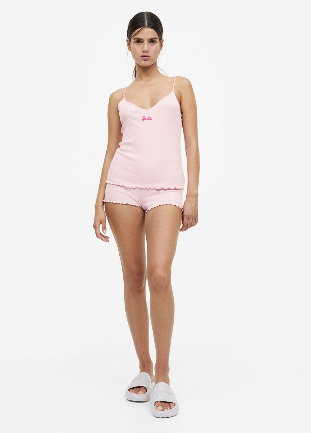 Розовая всесезон пижама с топом и шортами майка + шорты H&M