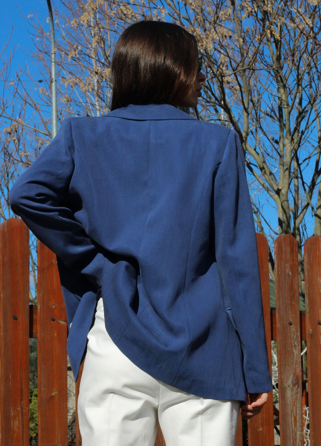 Костюм жіночий синій з білим (піджак + штани) Phardi (257997481)