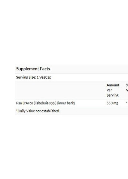 Pau D'Arco 550 mg 100 Veg Caps SOR01440 Solaray (256725430)