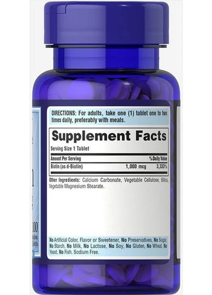 Puritan's Pride Biotin 1000 mcg 100 Tabs Puritans Pride (256721091)
