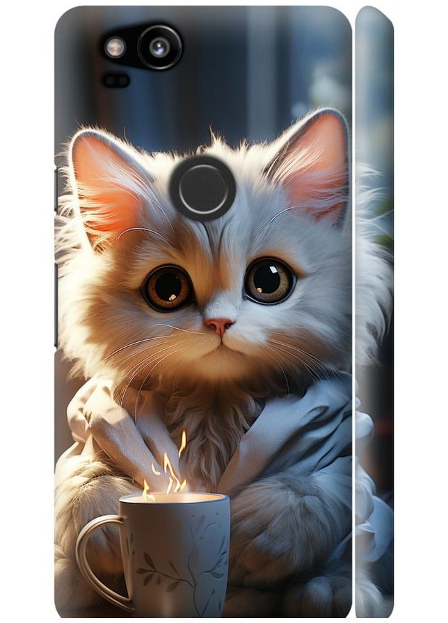 3D пластиковый матовый чехол 'White cat' для Endorphone google pixel 2 (265394827)