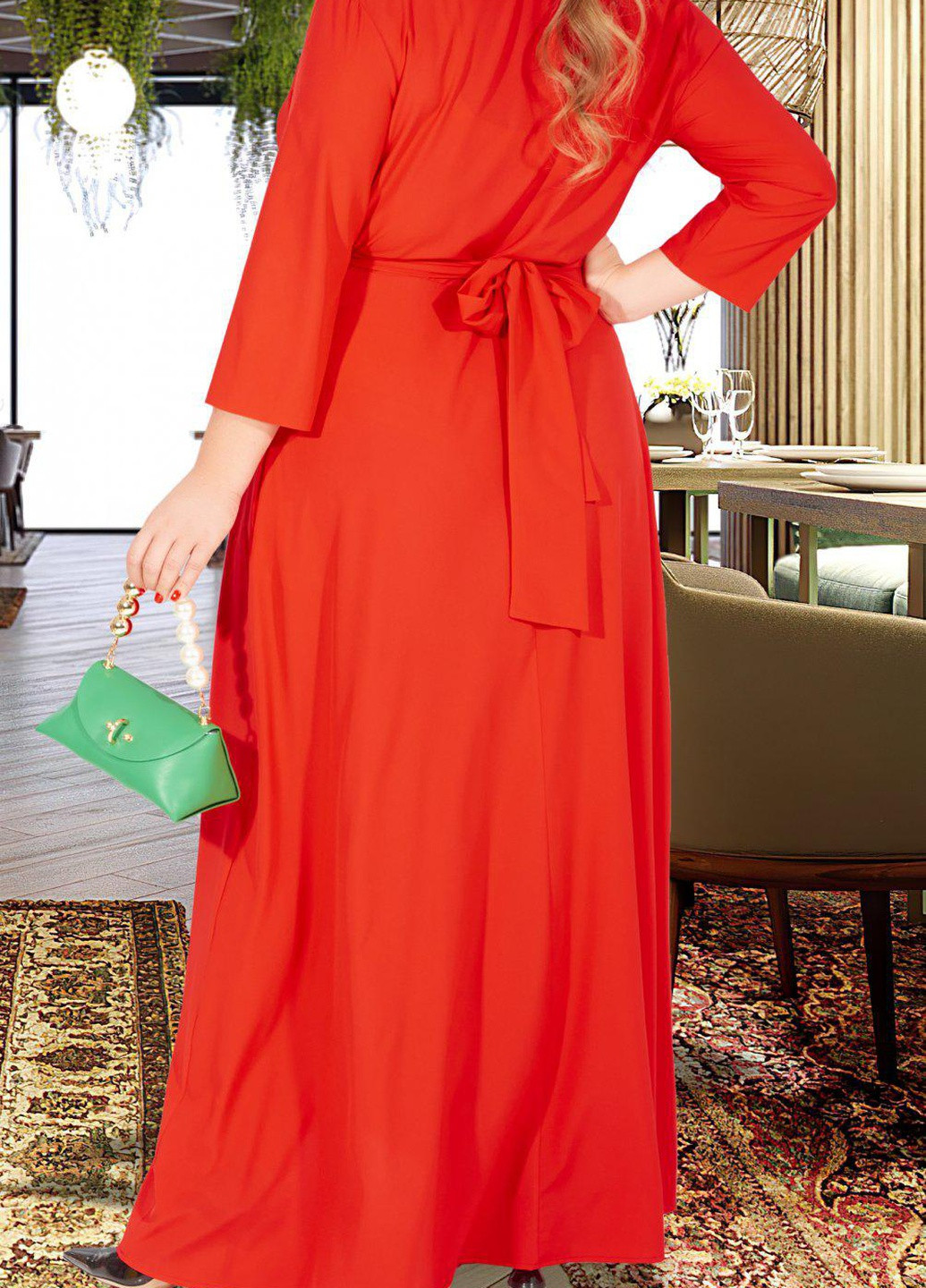 Червона сукні великіх розмірів довга ошатна сукня великого розміру (ут000067974) Lemanta