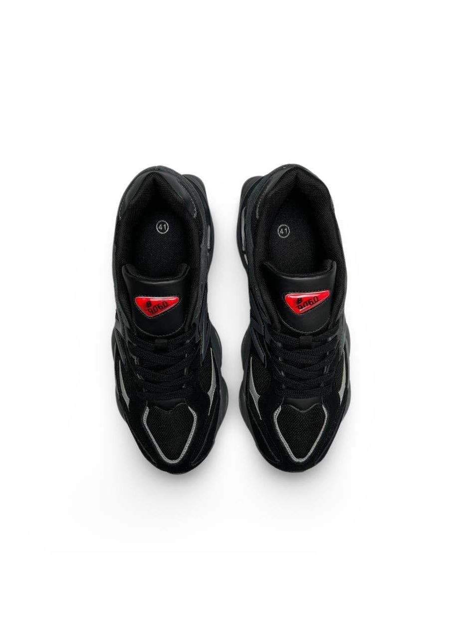 Черные демисезонные кроссовки мужские, вьетнам New Balance 9060 Black Gray Red