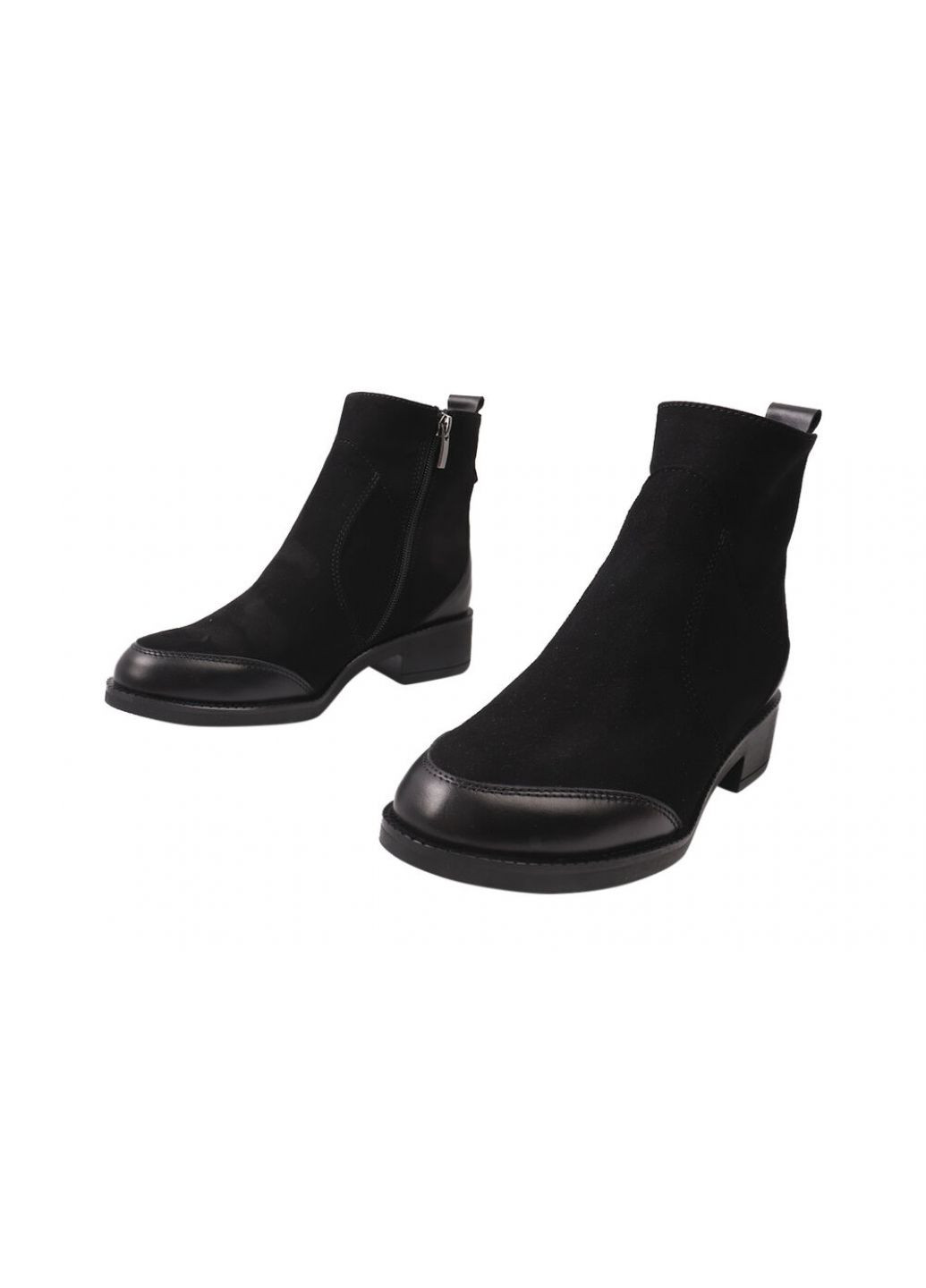 ботинки женские из натуральной замши, на низком ходу, черные, украина R&Y