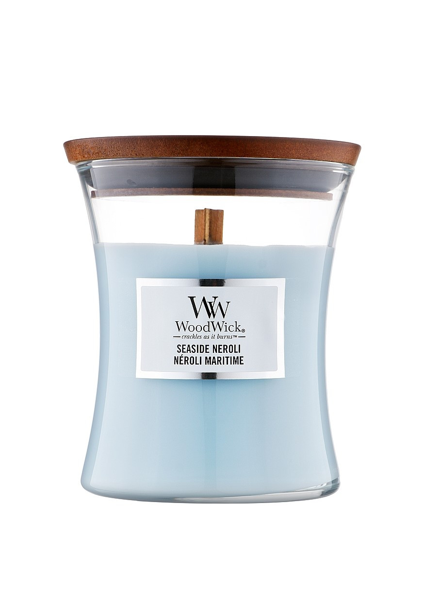 Ароматическая свеча с ароматом цветов нероли и мандарина Mini Seaside Neroli WoodWick (268056165)