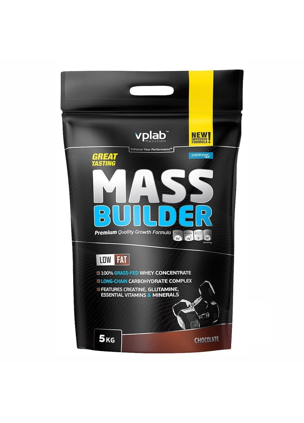 Гейнер зі Складними Вуглеводами та Креатином Mass Builder - 5000г Малиновий йогурт VPLab Nutrition (270937567)