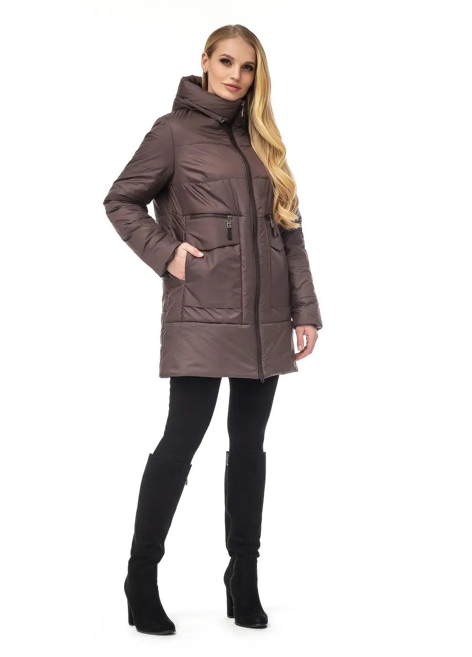 Темно-коричнева демісезонна стильна куртка DIMODA Жіноча куртка від українського виробника