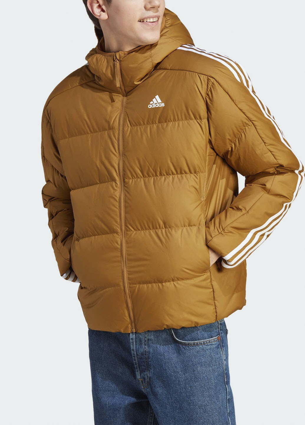 Гірчична зимня куртка essentials midweight down hooded jacket ik3215 adidas