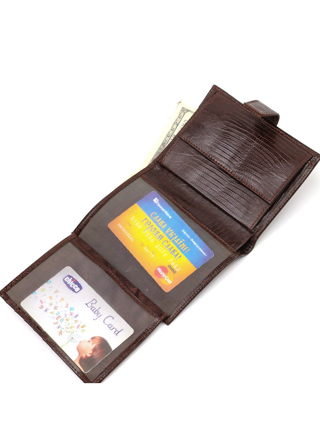 Оригінальне вертикальне чоловіче портмоне середнього розміру з натуральної шкіри з тисненням 21734 Коричневе Canpellini (259815792)