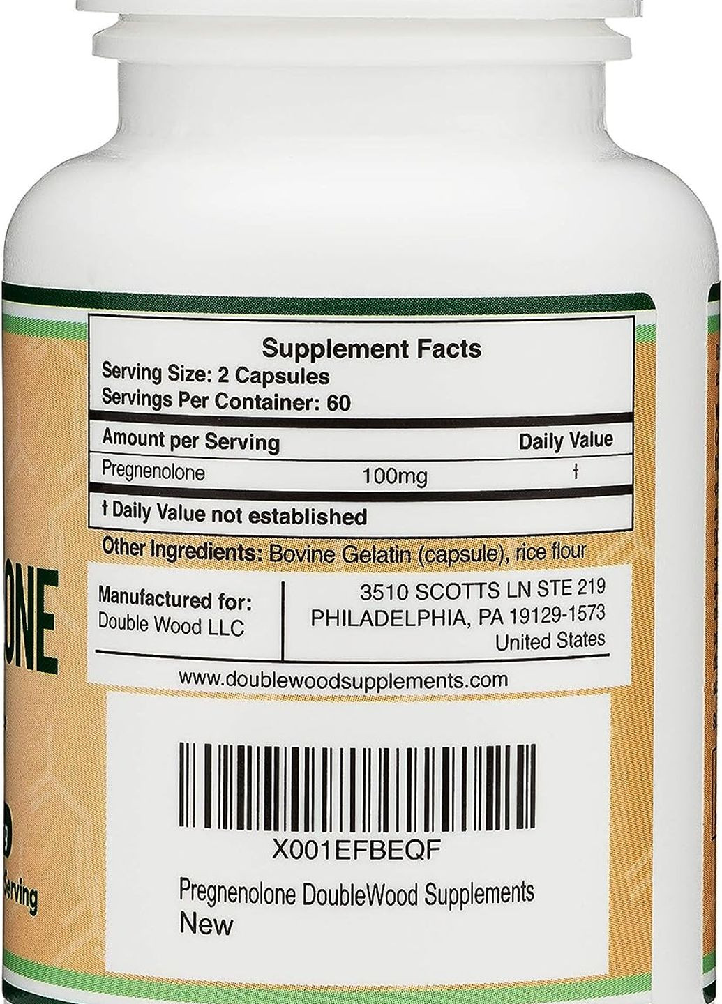 Прегненолон Double Wood Pregnenolone 100 mg, 120 caps Double Wood Supplements (263348345)