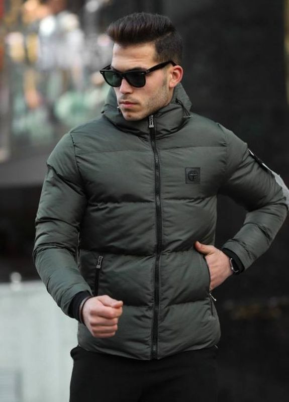 Оливковая (хаки) зимняя зимняя мужская куртка No Brand