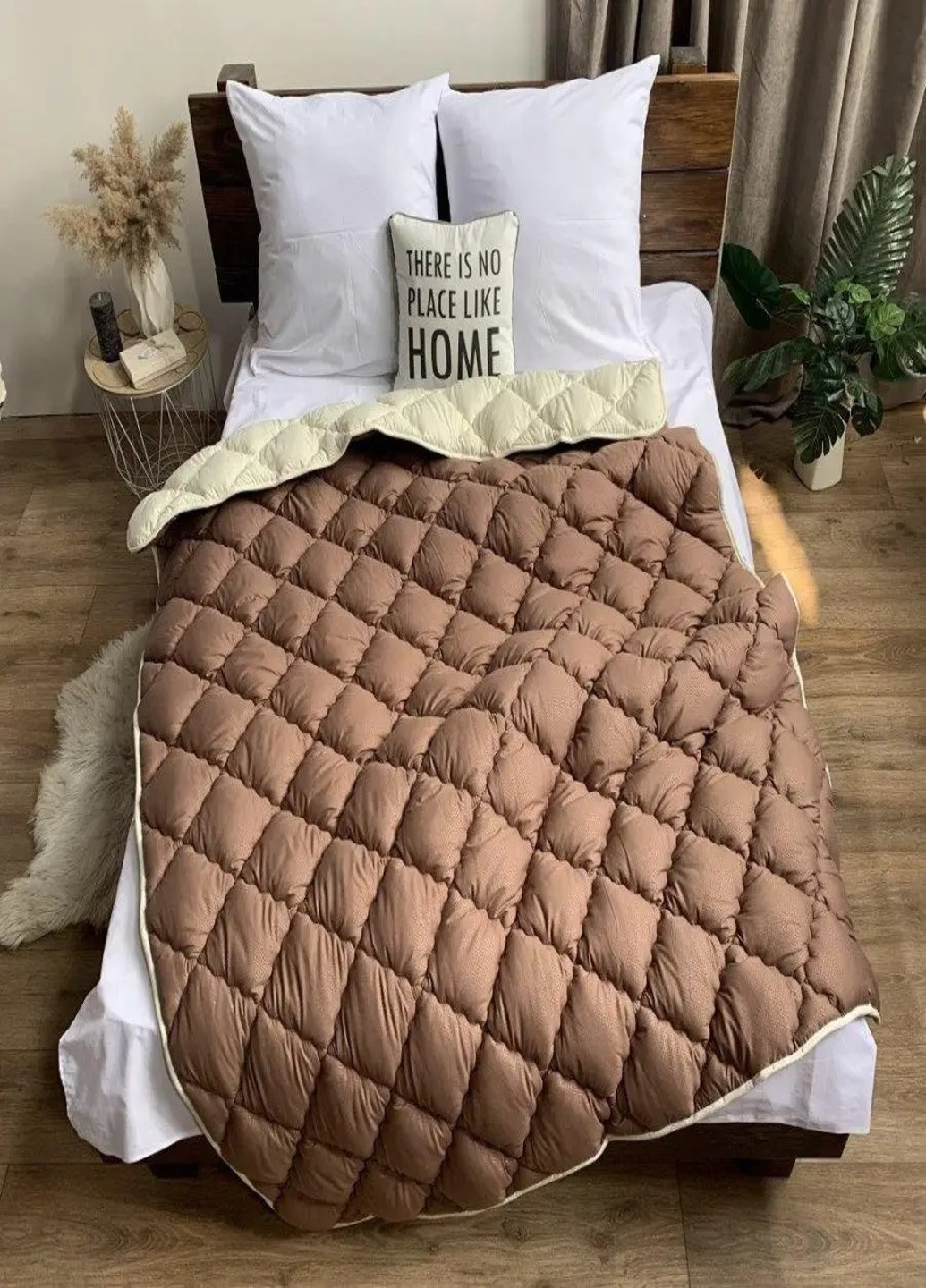Одеяло холлофайбер зимнее двухспальное 175х210 коричневое ODA (263060300)