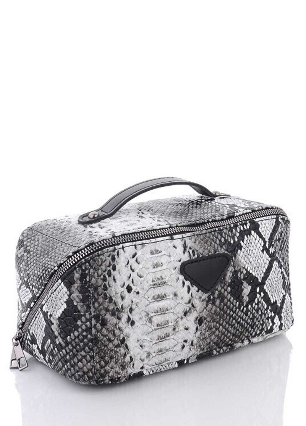 Косметичка женская экокожа рептилия (wel-71001) Черно-белая WeLassie (269000150)