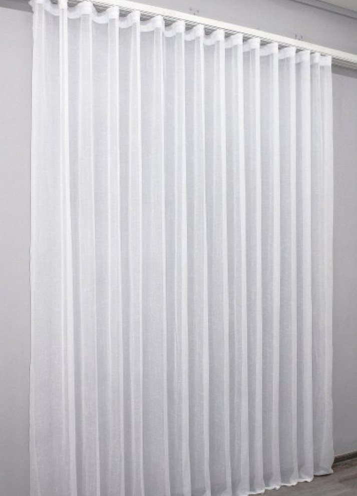 Тюль готовий пошитий білий однотонний льон на тасьмі, ширина 300 см, висота 200 см No Brand (258655985)
