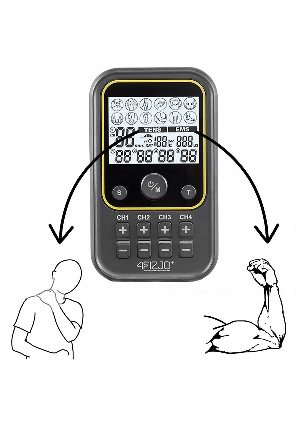 Апарат для електростимуляції м'язів Combo PRO+ 2 в 1 R-C101C 4FIZJO (261241706)