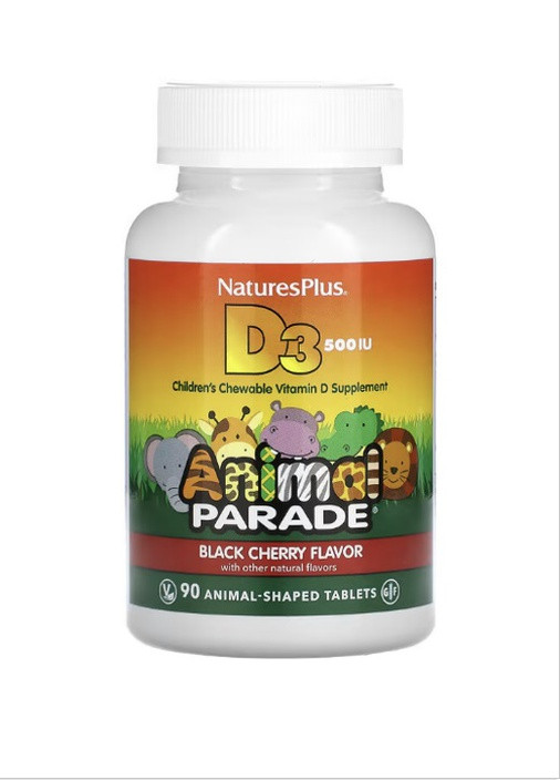 Animal Parade, витамин D3, со вкусом натуральной черешни, 500 МЕ Natures Plus (259184080)