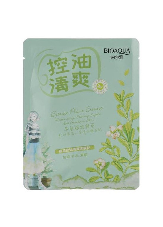 Освіжаюча тканинна маска із екстрактом зеленого чаю Natural Extract Green Tea Oil Control Mask, 30 г Bioaqua