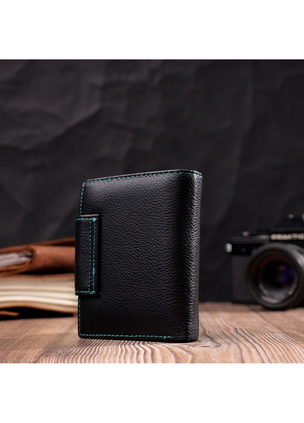 Портмоне для жінок у класичному кольорі з цікавою монетницею 19449 Чорний st leather (278001024)