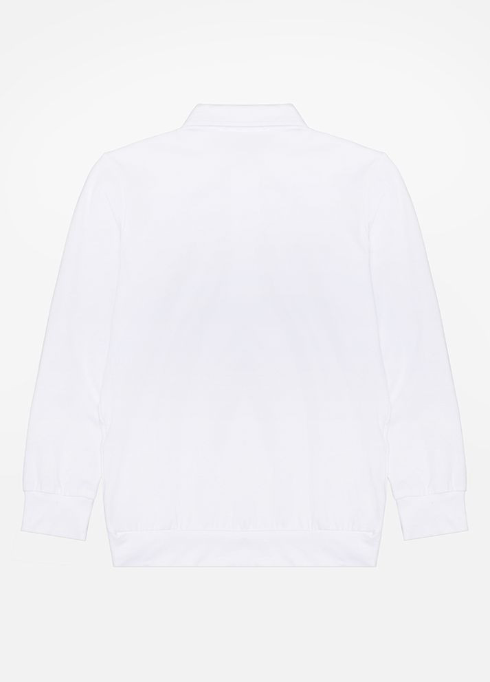 Белая детская футболка-поло длинный рукав для мальчиков цвет белый цб-00222381 для мальчика BLUELAND