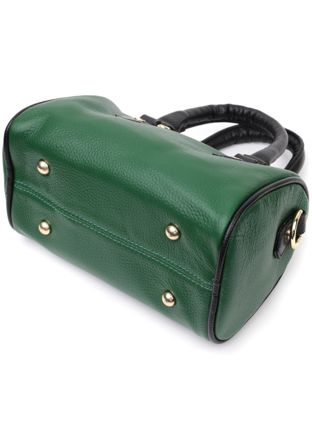 Шкіряна сумка бочонок з темними акцентами 22351 Зелена Vintage (276457634)