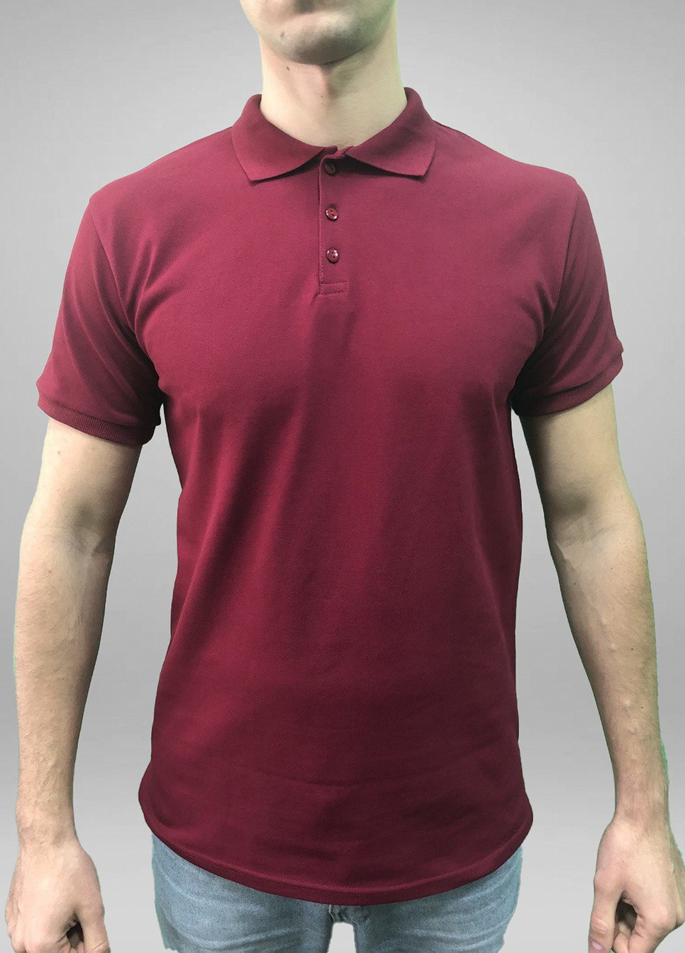 Бордовая футболка-футболка-поло m495/1-43 серая для мужчин Malta однотонная
