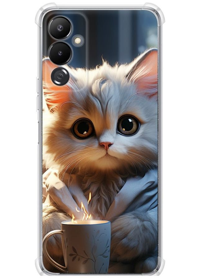 Силіконовий протиударний с посиленими кутами чохол 'Білий кіт' для Endorphone Tecno Pova 4 LG7n (265396532)