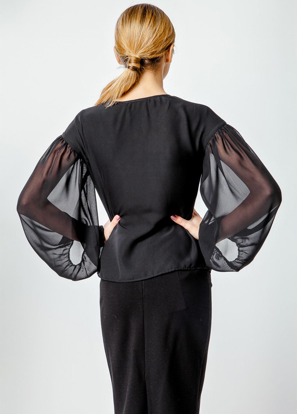 Черная демисезонная чёрная блуза из шифона Nai Lu-na by Anastasiia Ivanova