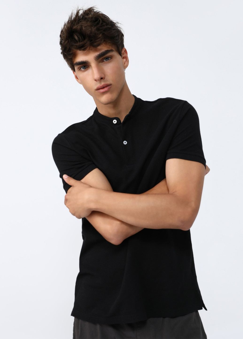 Черная футболка-мужская футболка поло l размер черная 5102514800 для мужчин Lefties однотонная