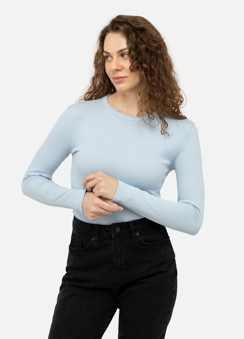 Женская футболка с длинным рукавом цвет голубой ЦБ-00242077 Busem (277695761)