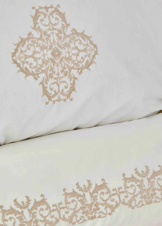 Набор постельное белье с покрывалом + плед Privat - Celine gold золотой евро (10) Karaca Home (258186363)