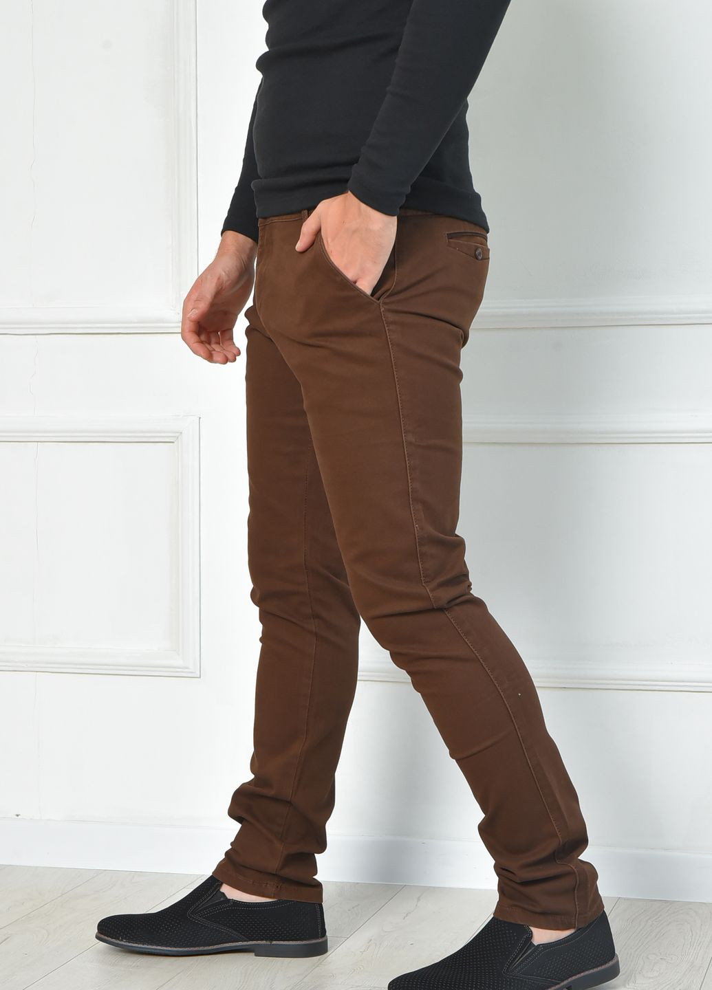 Темно-коричневые джинсовые демисезонные прямые брюки Let's Shop