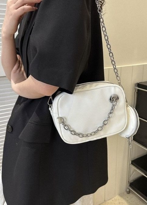 Жіноча класична сумка 6550 крос-боді через плече біла No Brand (276070761)