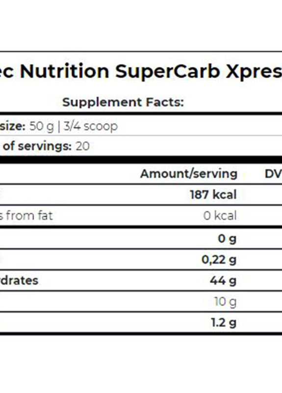 Гейнер Supercarb Xpresss 1000 g (Unflavored) Scitec Nutrition (259907731)