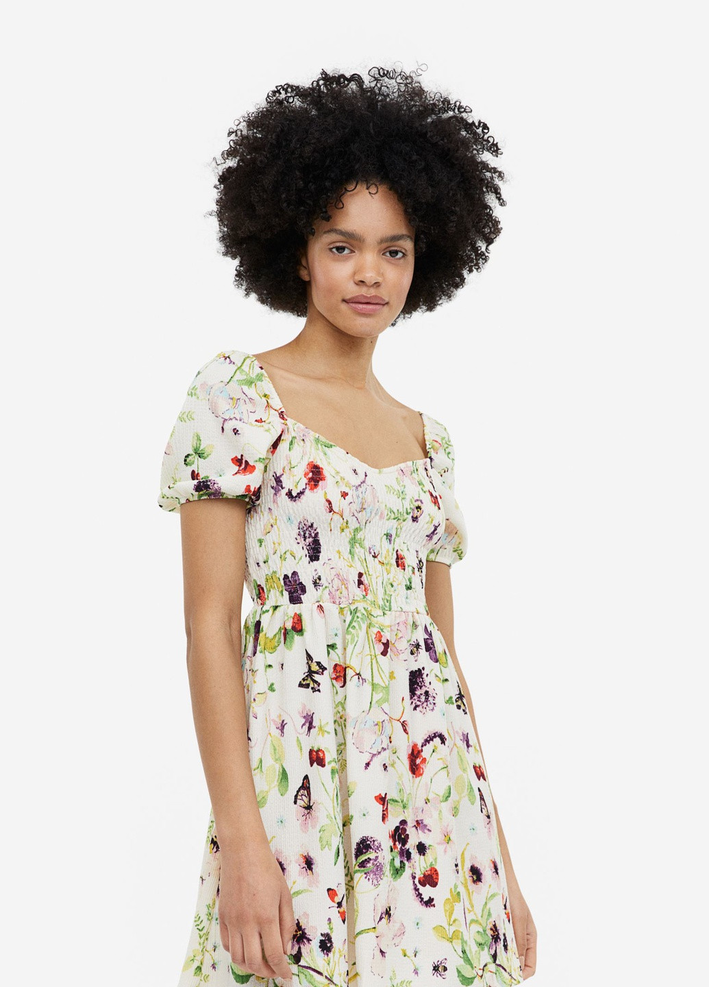 Комбинированное повседневный цветочное платье из трикотажа H&M с цветочным принтом
