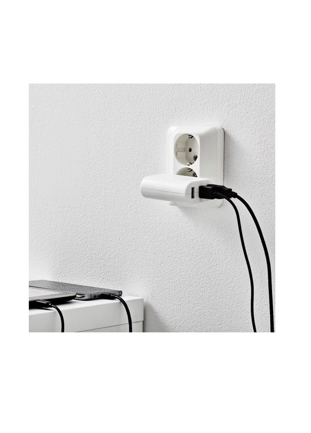 Зарядний пристрій USB/3 порти, білий IKEA småhagel (259423677)