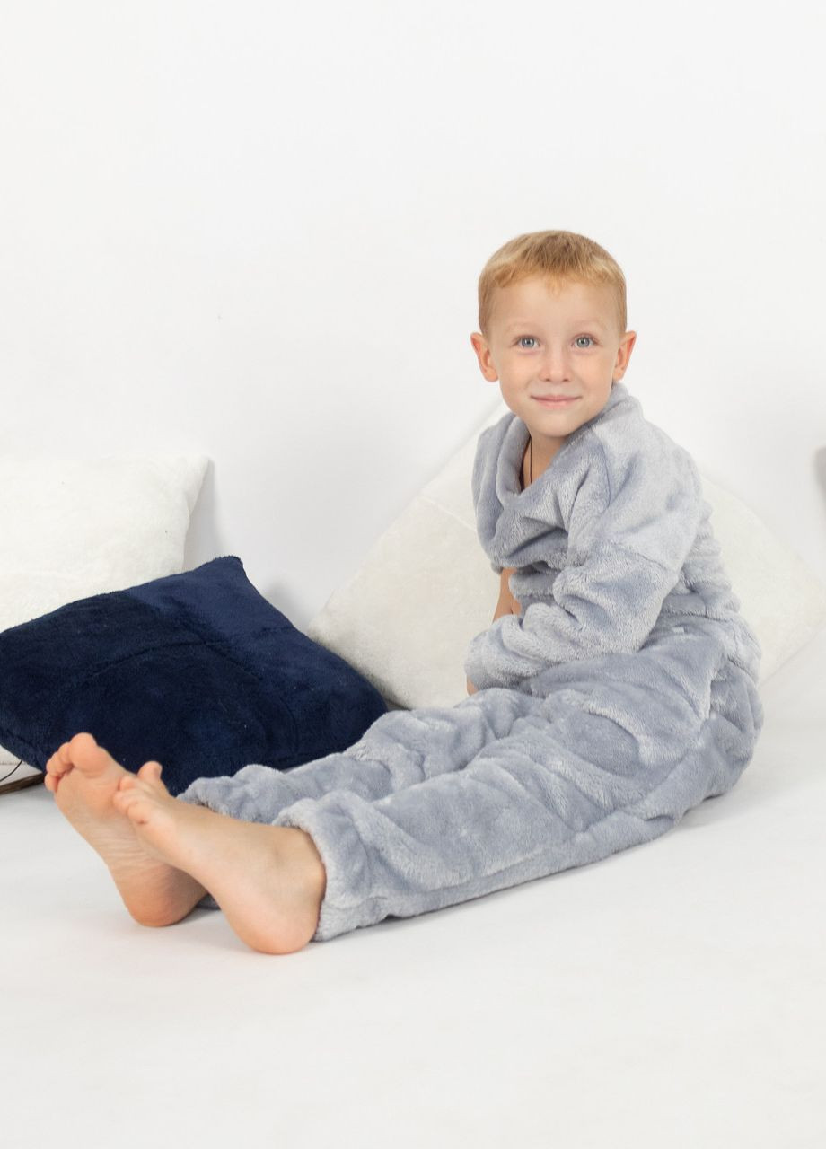 Серая пижама детская домашняя махровая кофта со штанами серый Maybel