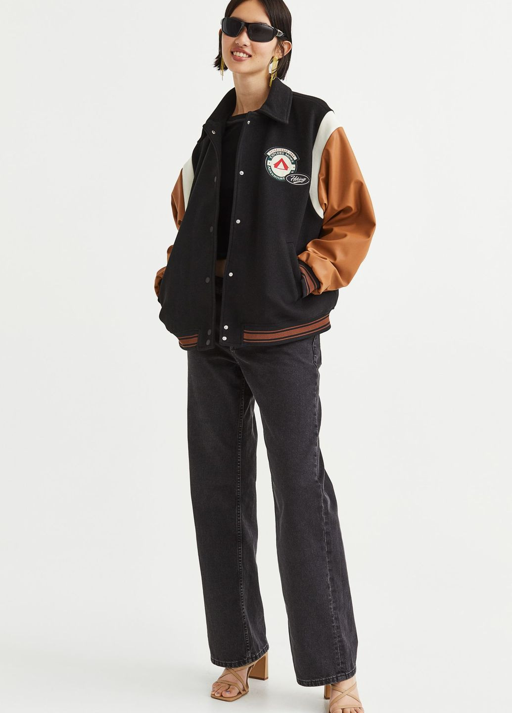 Комбинированная демисезонная бейсбольная куртка H&M
