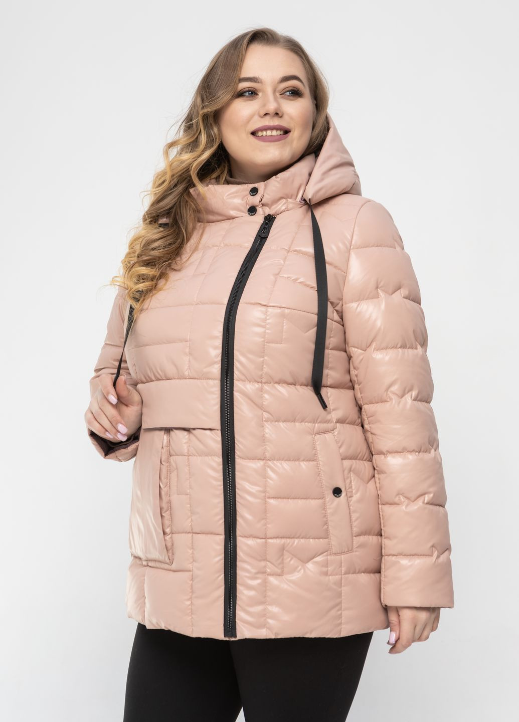 Пудровая демисезонная весенняя женская куртка большого размера куртка-пиджак SK