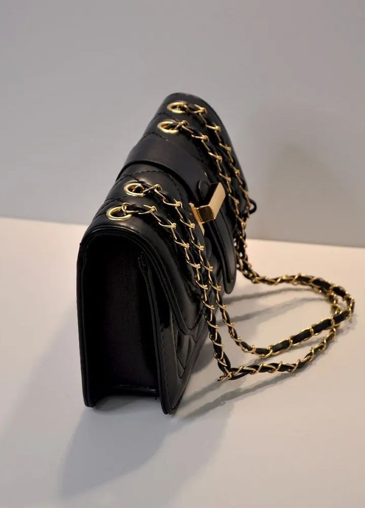 Жіноча класична сумка крос-боді на цепочці чорна No Brand (273030616)