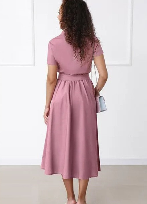 Розово-лиловое кэжуал платье на пуговицах Fashion Girl однотонное