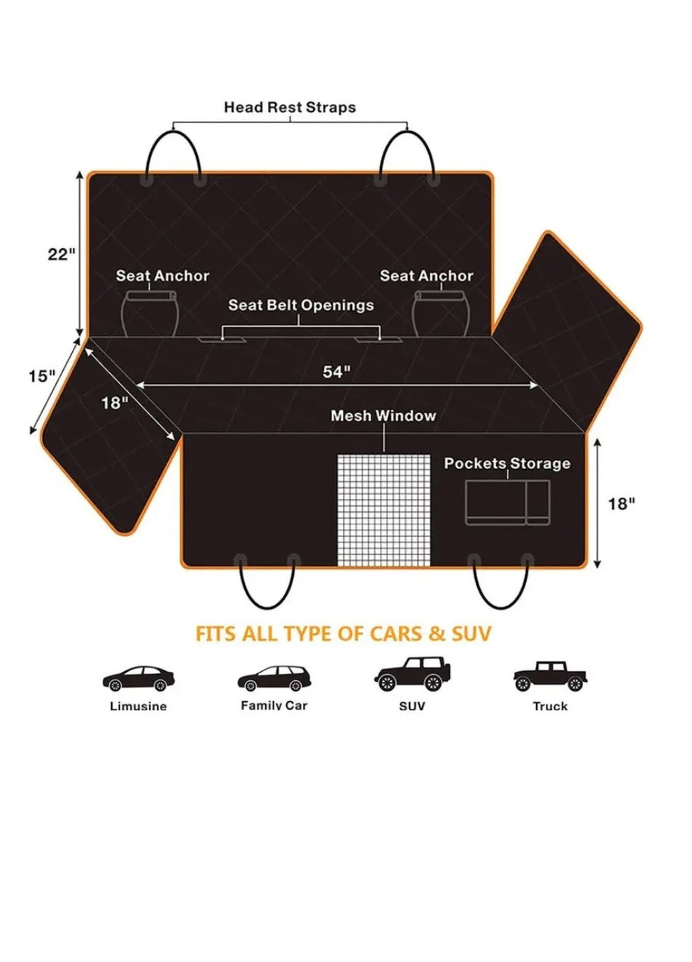 Чехол - гамак автомобильный для перевозки животных (АОЖ-519) No Brand (256626995)