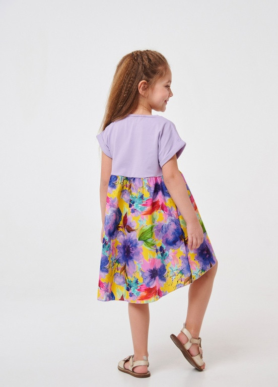 Фиолетовое платье с кокеткой белый Smil (258078918)