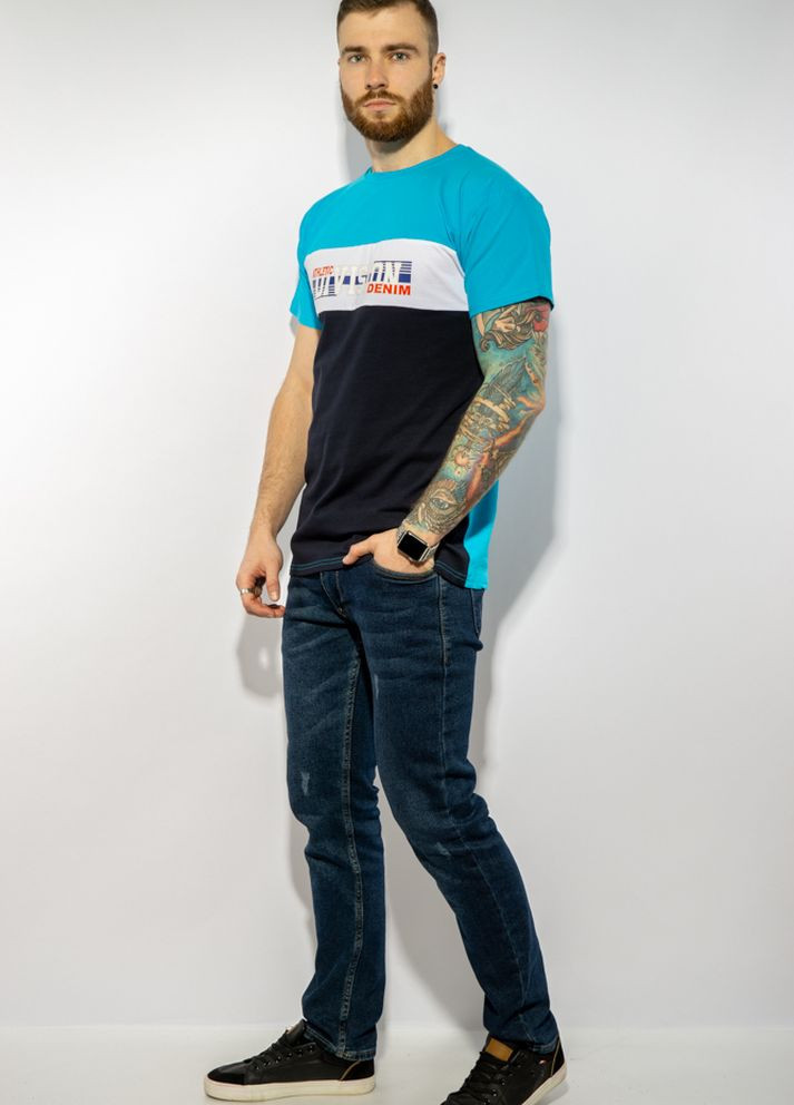 Бесцветная футболка с текстовым принтом (голубой-синий) Time of Style