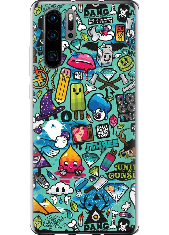 Силіконовий чохол 'Стікер бомбінг 1' для Endorphone Huawei P30 Pro (257906665)