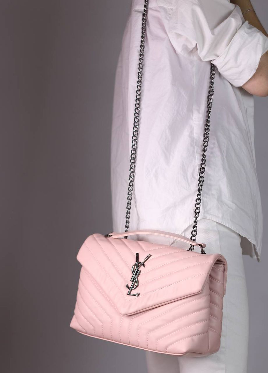 Класична сумка з лого YSL 30 Silver Pink Vakko (262225535)
