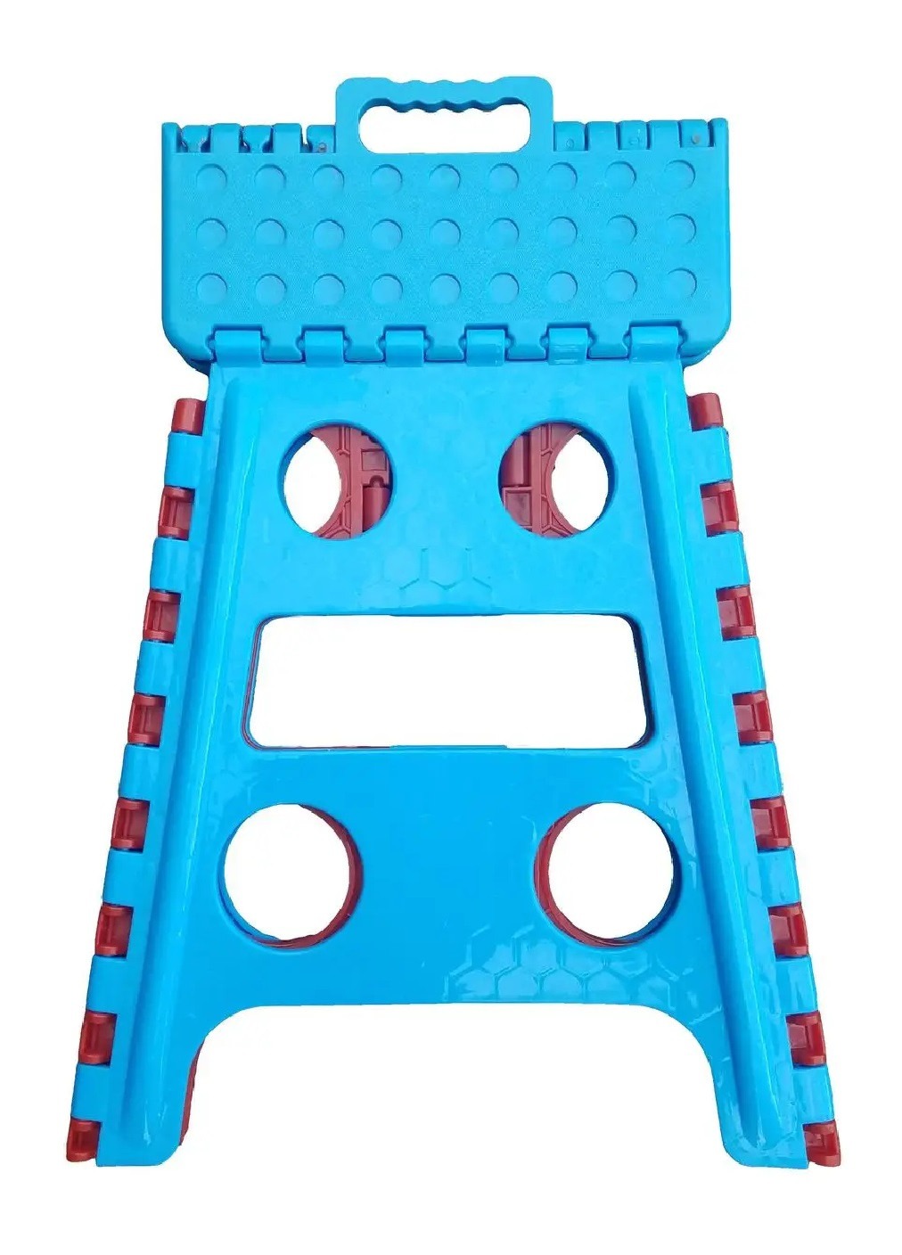 Пластиковий великий розкладний компактний переносний стілець табурет 42х22х28.5 см (475608-Prob) Синій із червоним Unbranded (269236460)