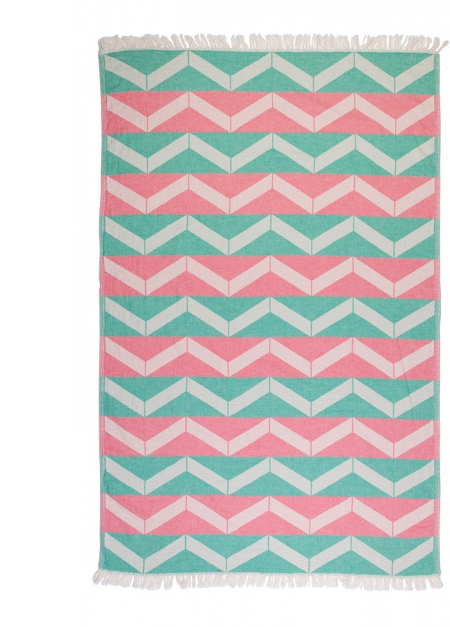 Barine полотенце pestemal - ups and downs 90*160 pink green орнамент комбинированный производство - Турция