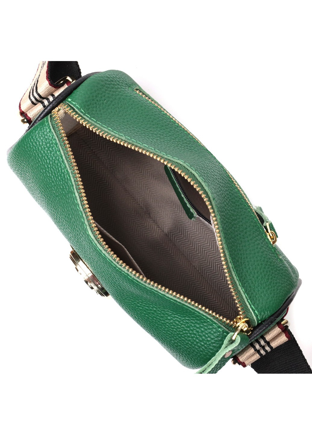 Женская сумка с оригинальным украшением из натуральной кожи 22261 Зеленая Vintage (276457637)