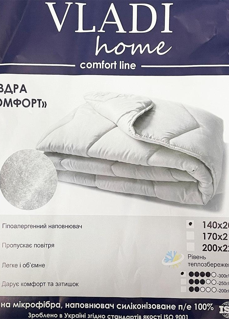 Одеяло стёганое 300 г/м2 140х205 белое Vladi (257580443)