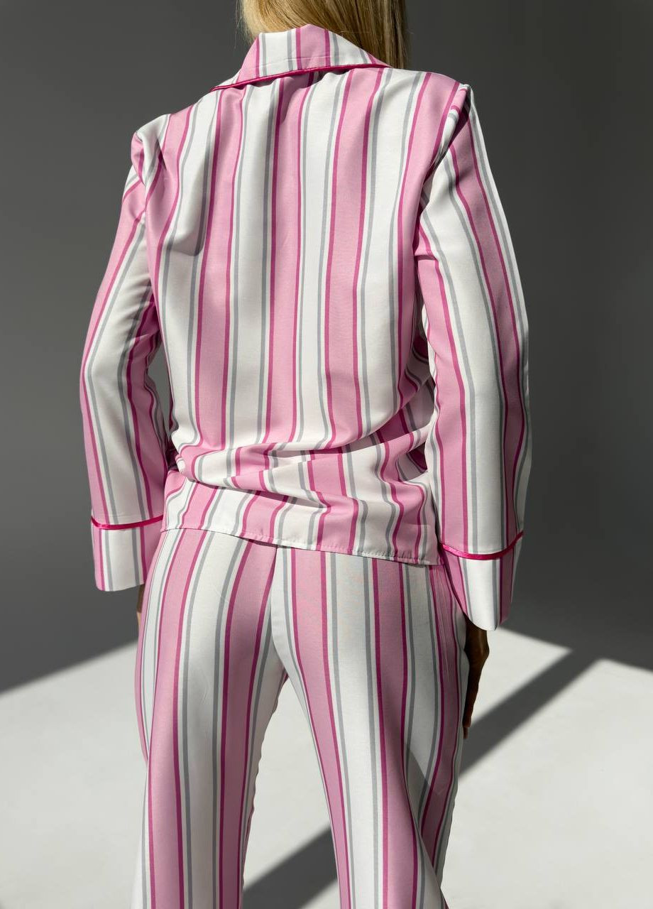 Рожева всесезон стильна піжамка з лого вс рубашка + брюки Vakko